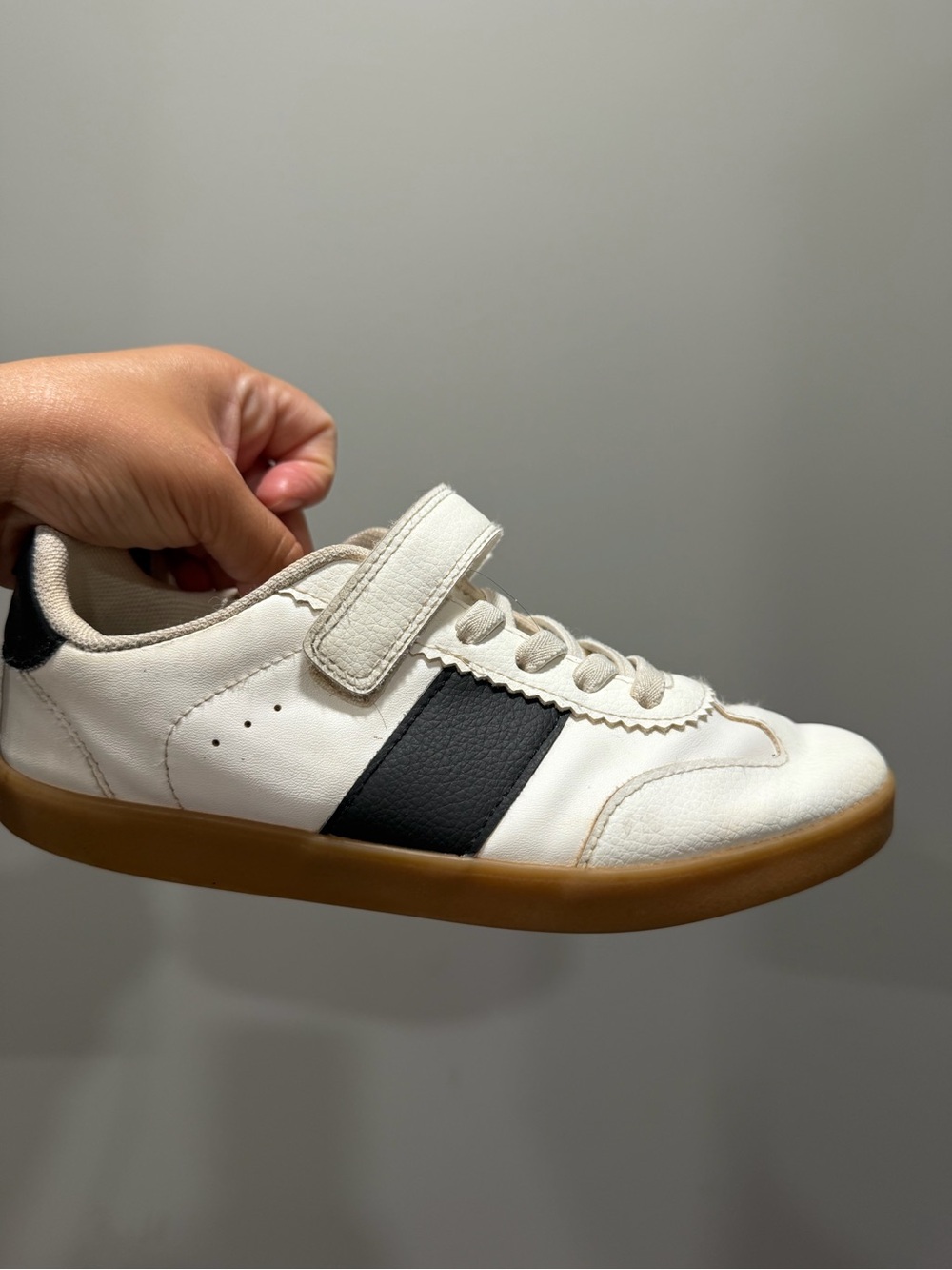 H&M Kids White Sneaker with Black Stripe and Gum Sole